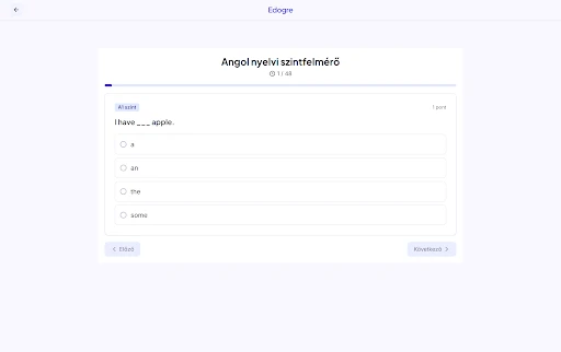 Edogre Nyelvi Szintfelmérő Referencia felület